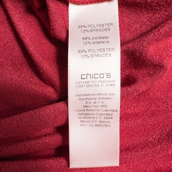 Chicos Smooth Faux Suede Reza Shirt Womens 1 Medium Red Hidden Button Front - Picture 14 of 15